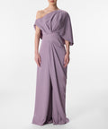 Dusty Lavender Asymmetric One Shoulder Draped Formal Maxi Dress