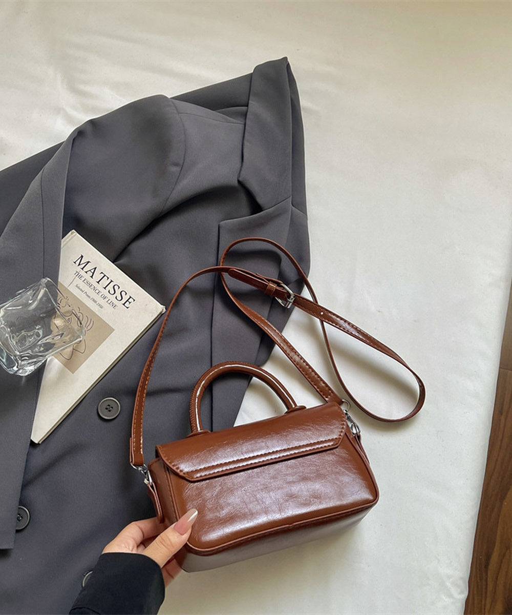 Vintage Oil Wax Leather Mini Rectangular Handbag Crossbody Bag