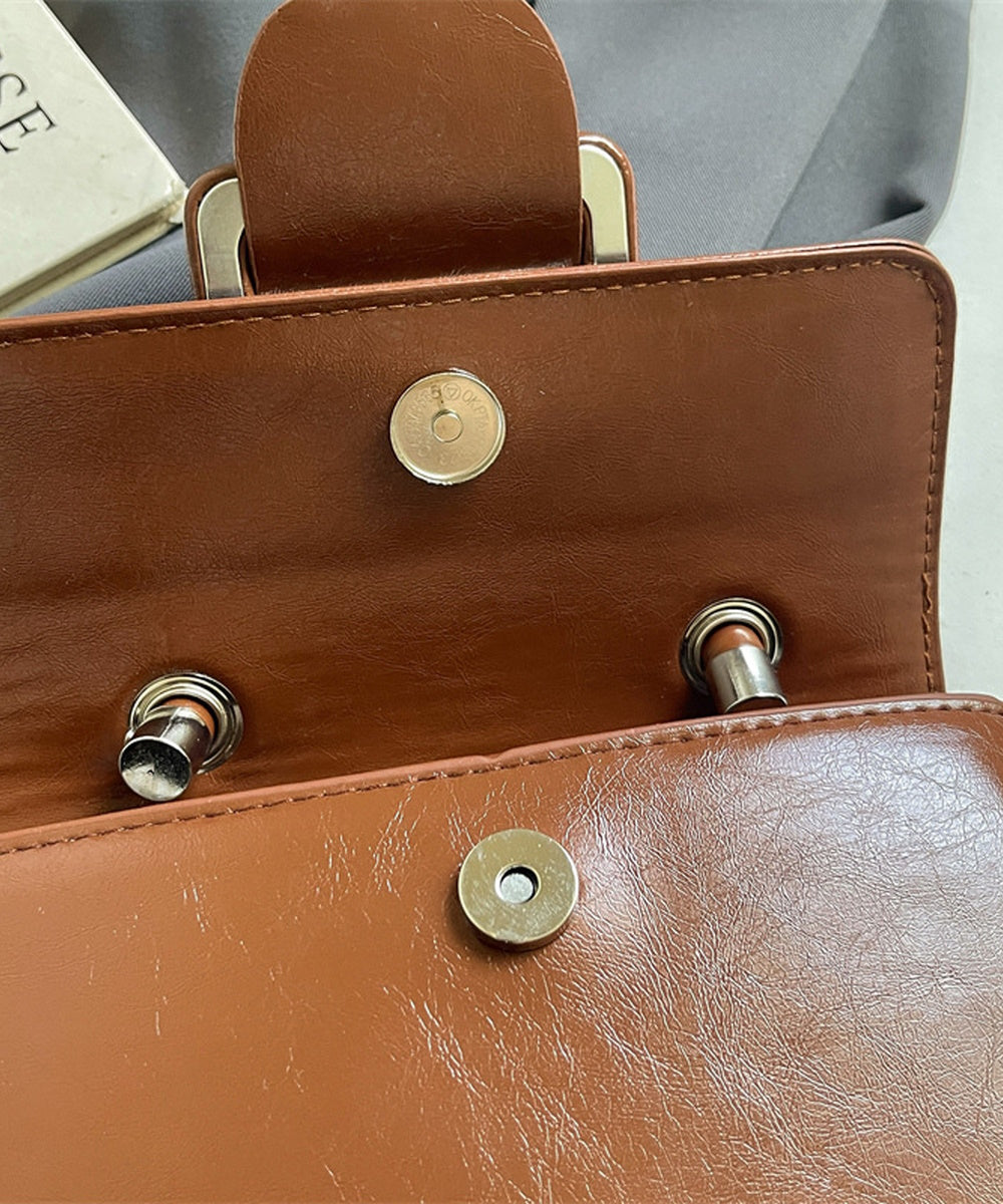 Vintage Oil Wax Leather Mini Rectangular Handbag Crossbody Bag