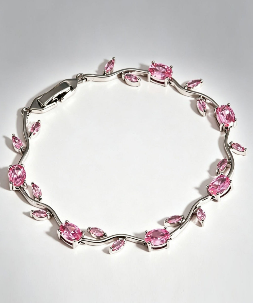 Twisted Vine Oval Marquise Gemstone Link Bracelet Multiple Colors