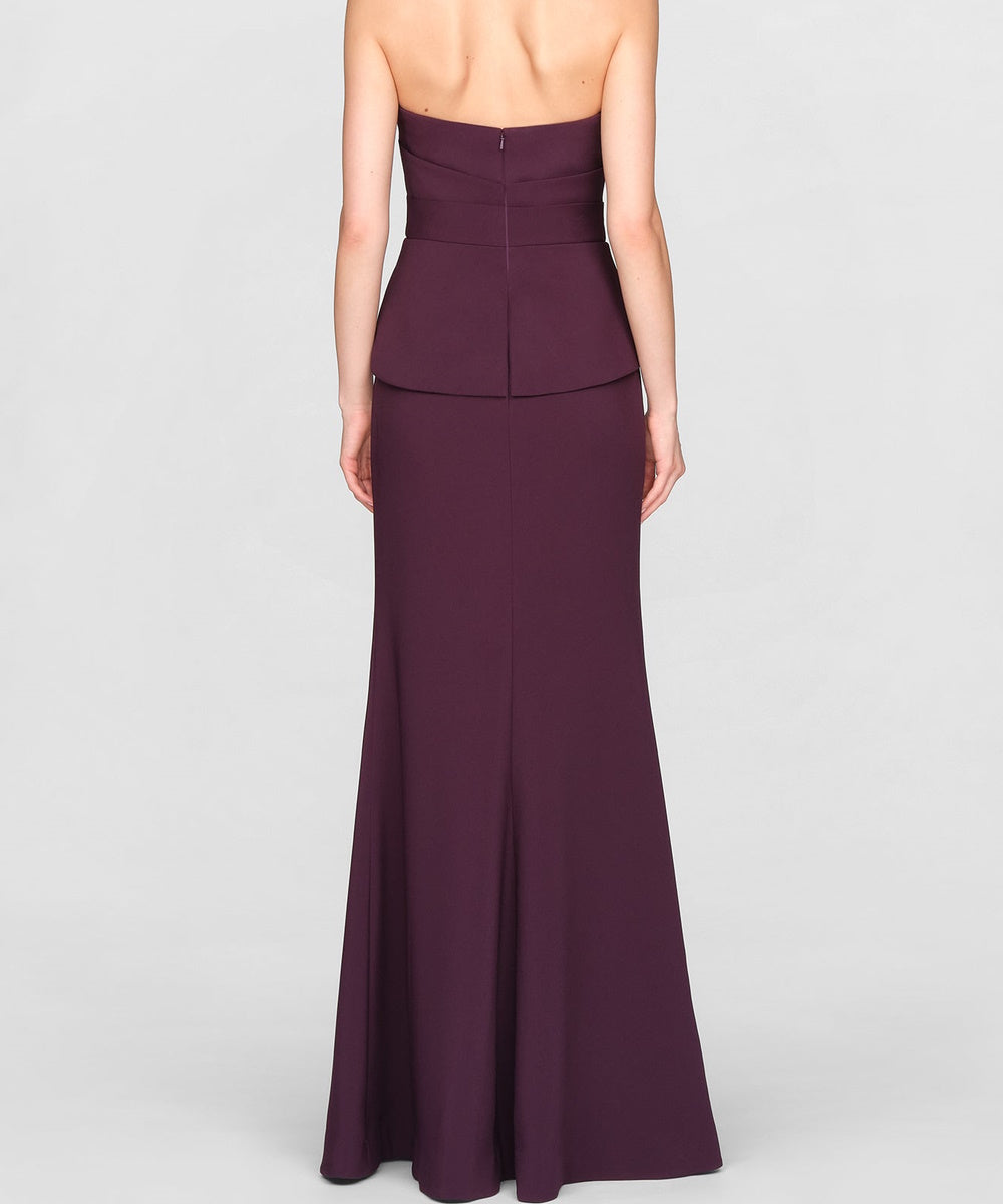 Strapless V Neck Peplum Mermaid Formal Evening Gown