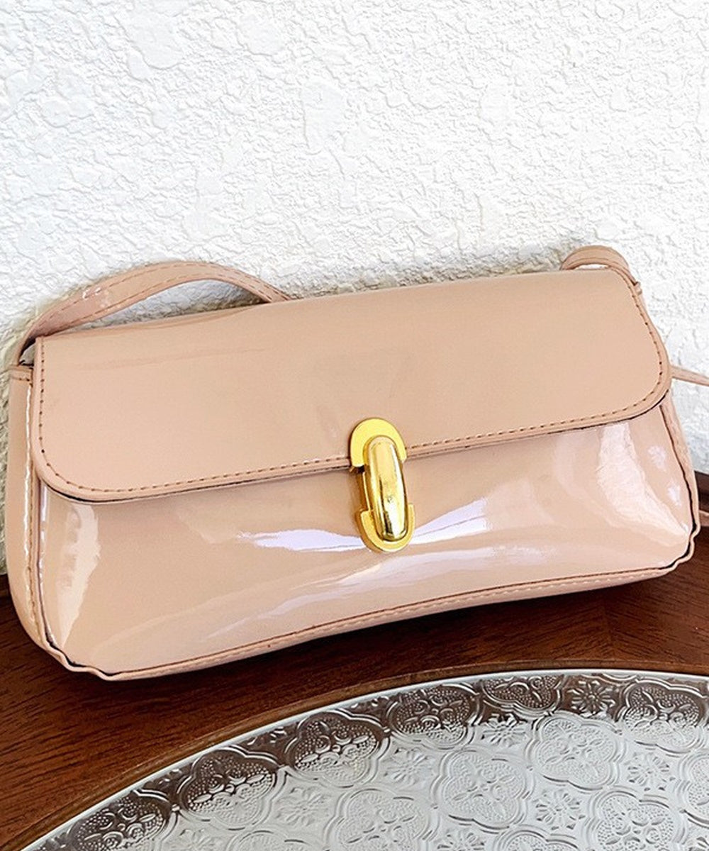 Glossy Patent Leather Minimal Baguette Shoulder Crossbody Bag