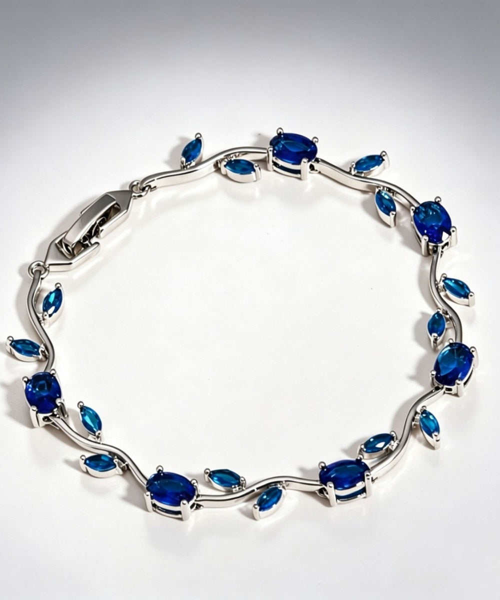 Twisted Vine Oval Marquise Gemstone Link Bracelet Multiple Colors