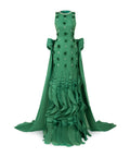 Green Sleeveless 3D Floral Beaded Ruffle Mermaid Evening Gown