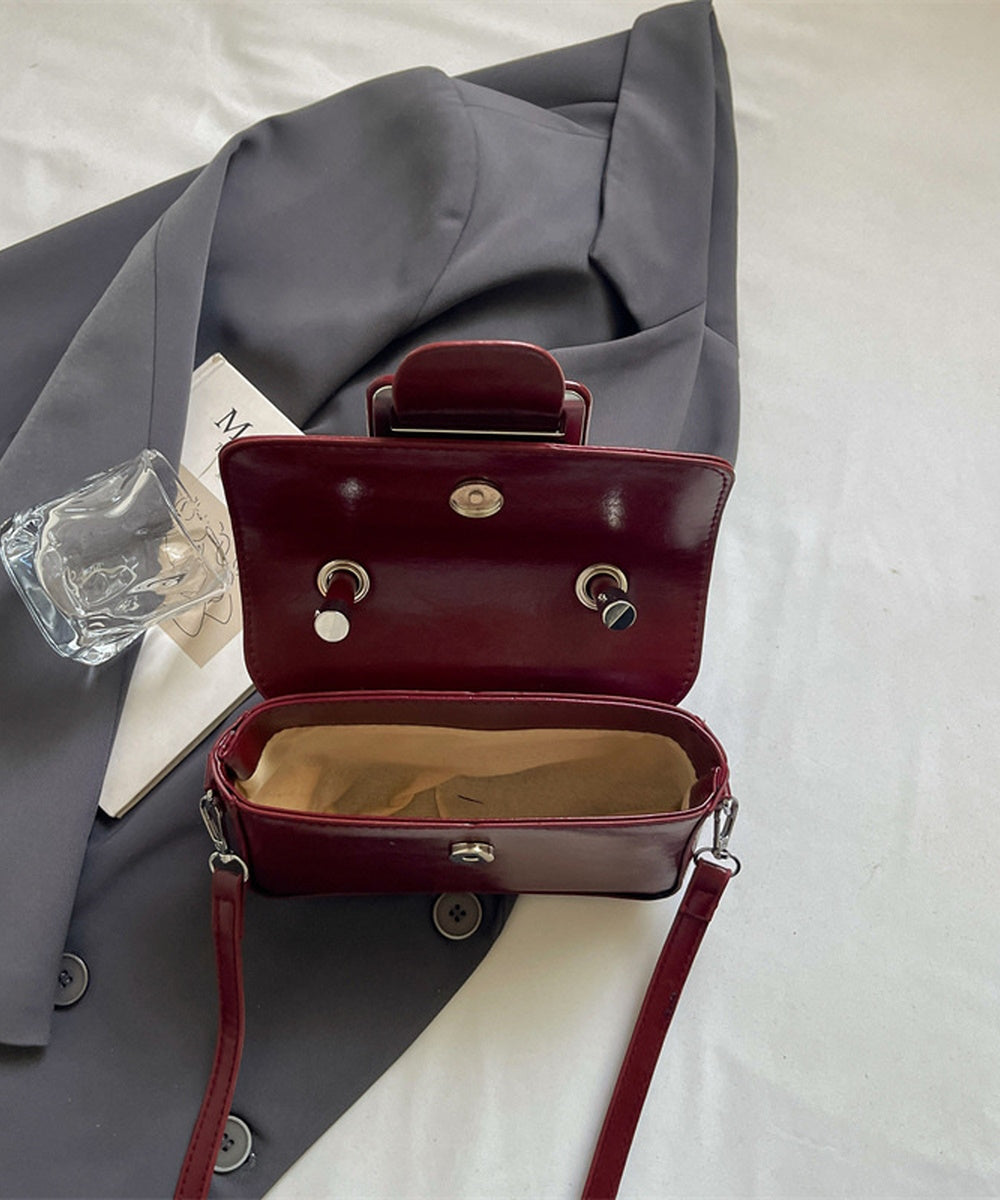 Vintage Oil Wax Leather Mini Rectangular Handbag Crossbody Bag