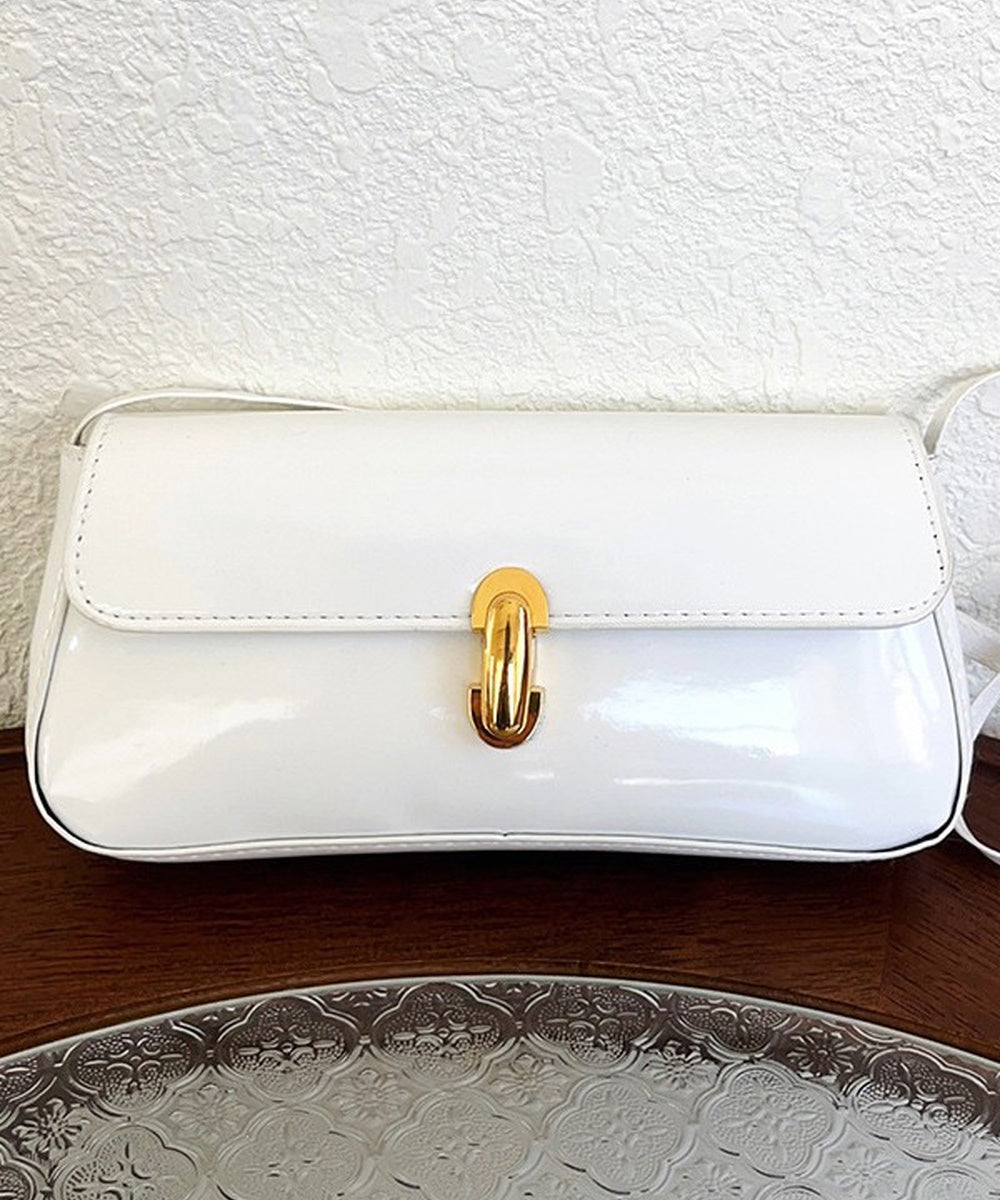 Glossy Patent Leather Minimal Baguette Shoulder Crossbody Bag