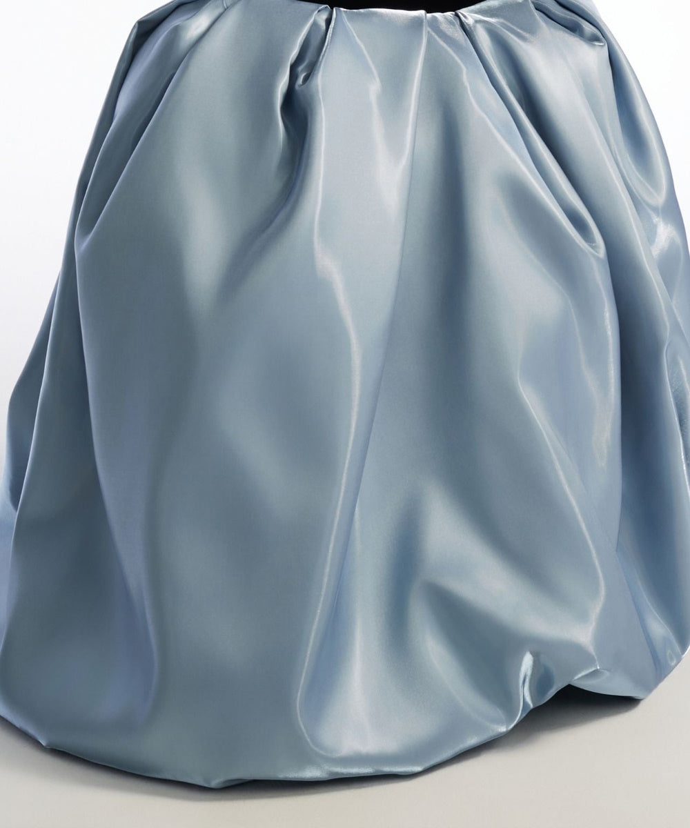 Strapless Black Velvet Dusty Blue Satin Mermaid Ball Evening Gown