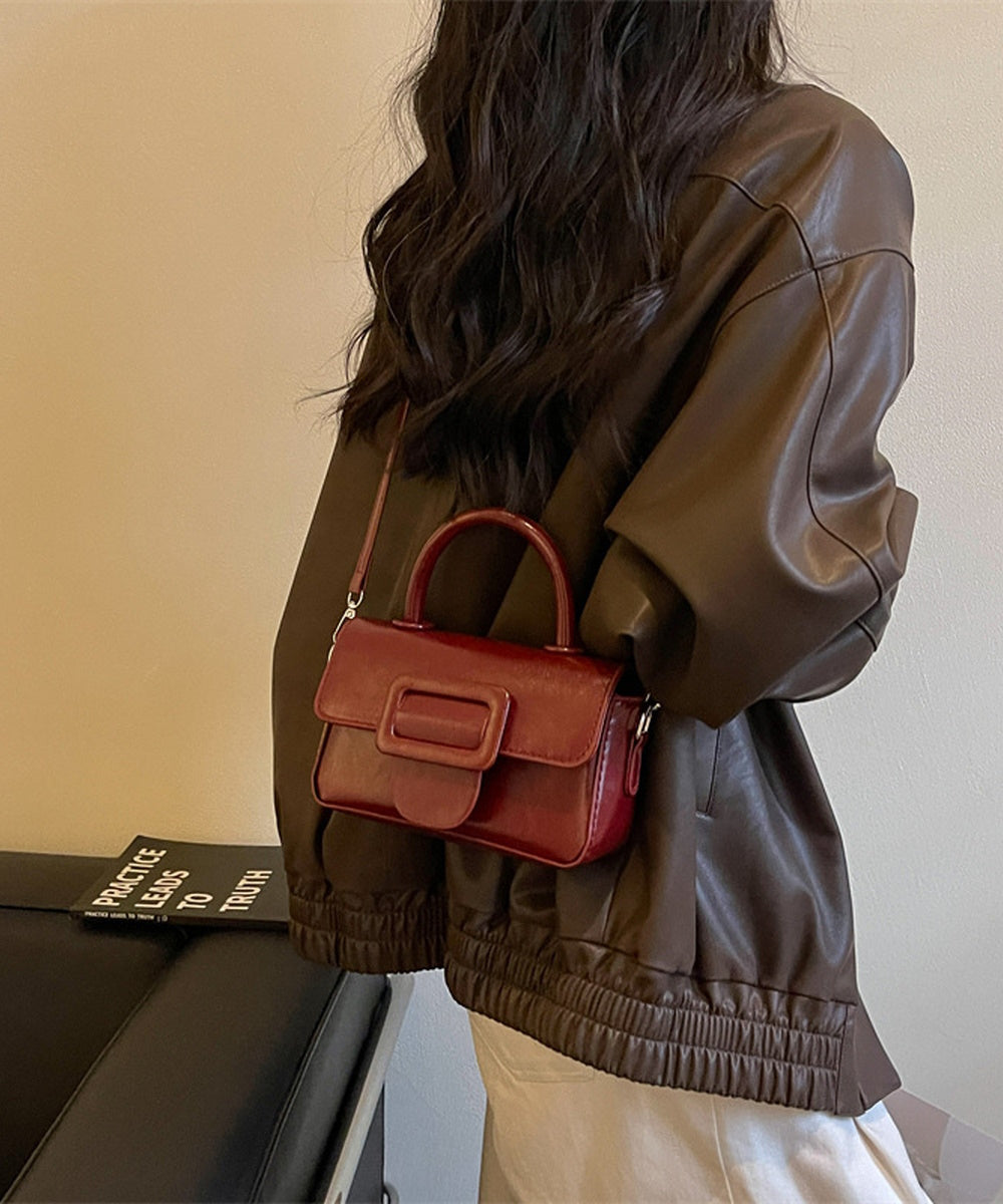 Vintage Oil Wax Leather Mini Rectangular Handbag Crossbody Bag