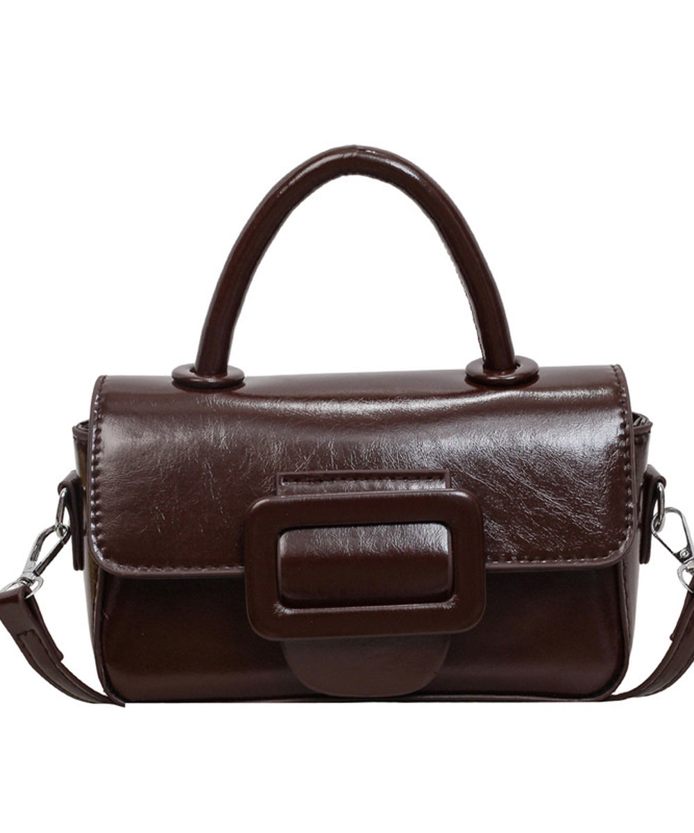 Vintage Oil Wax Leather Mini Rectangular Handbag Crossbody Bag