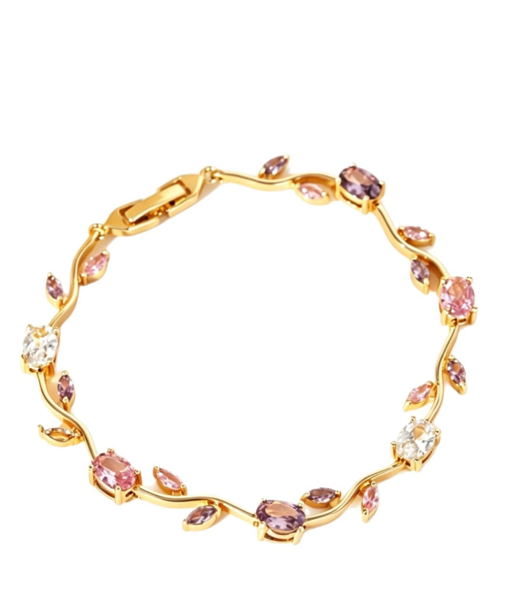 Twisted Vine Oval Marquise Gemstone Link Bracelet Multiple Colors