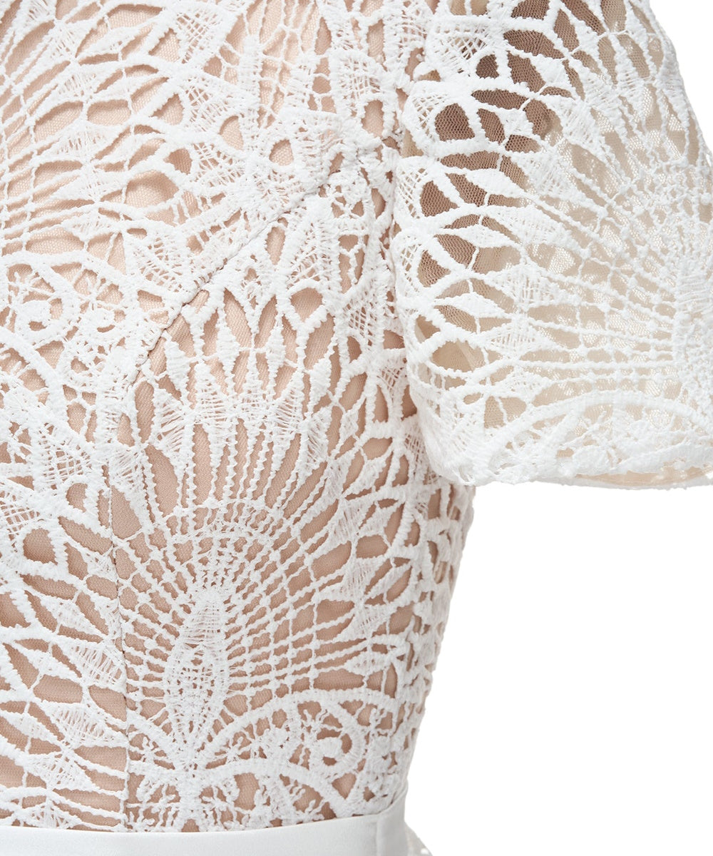 White Short Sleeve Tiered Lace Maxi Dress