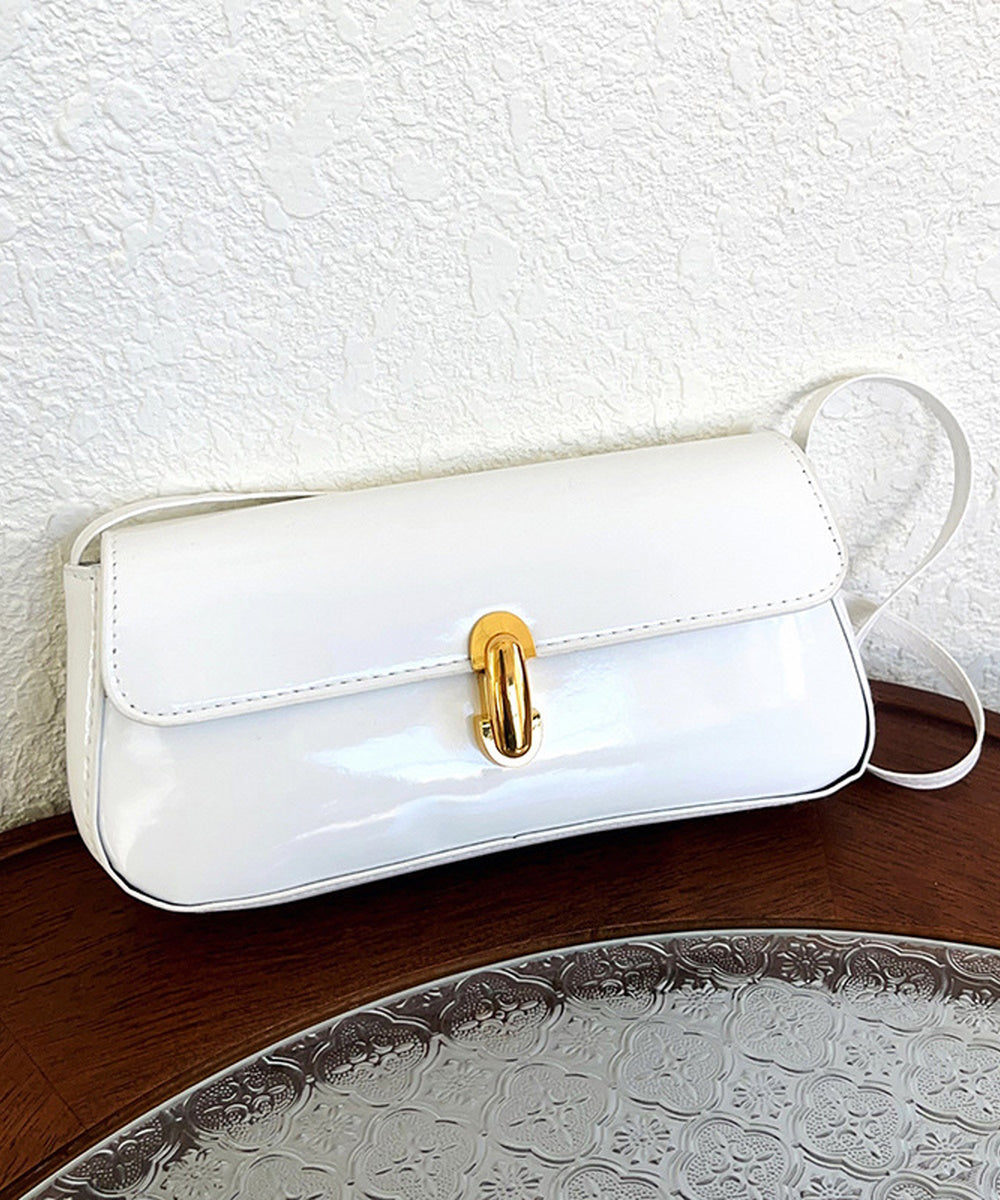 Glossy Patent Leather Minimal Baguette Shoulder Crossbody Bag