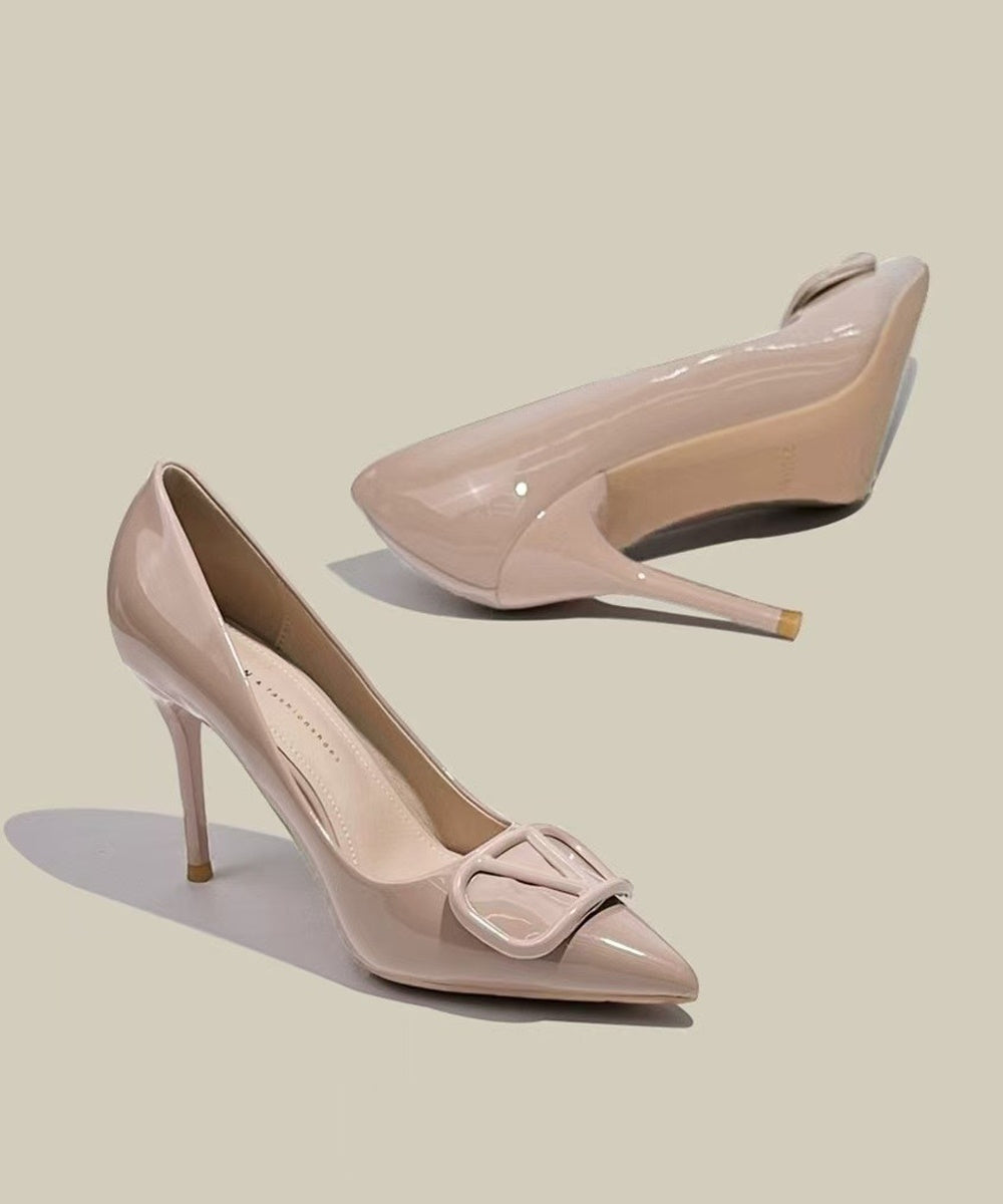 Patent Leather V Logo Pointed Toe Stiletto High Heel Pumps