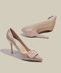 Patent Leather V Logo Pointed Toe Stiletto High Heel Pumps