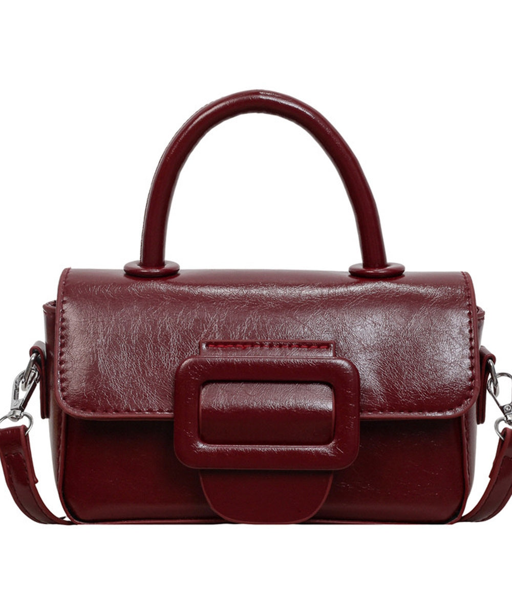 Vintage Oil Wax Leather Mini Rectangular Handbag Crossbody Bag