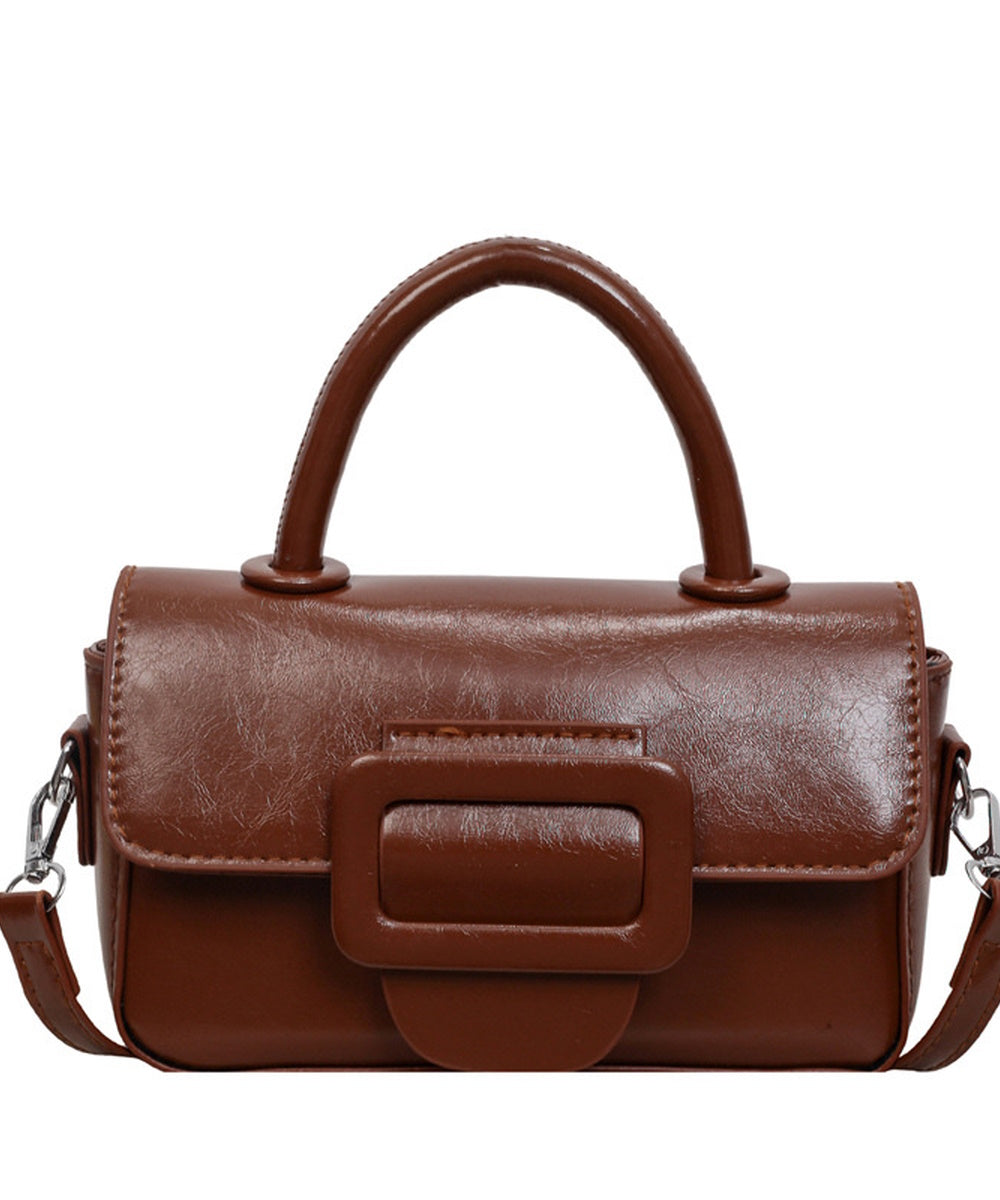 Vintage Oil Wax Leather Mini Rectangular Handbag Crossbody Bag