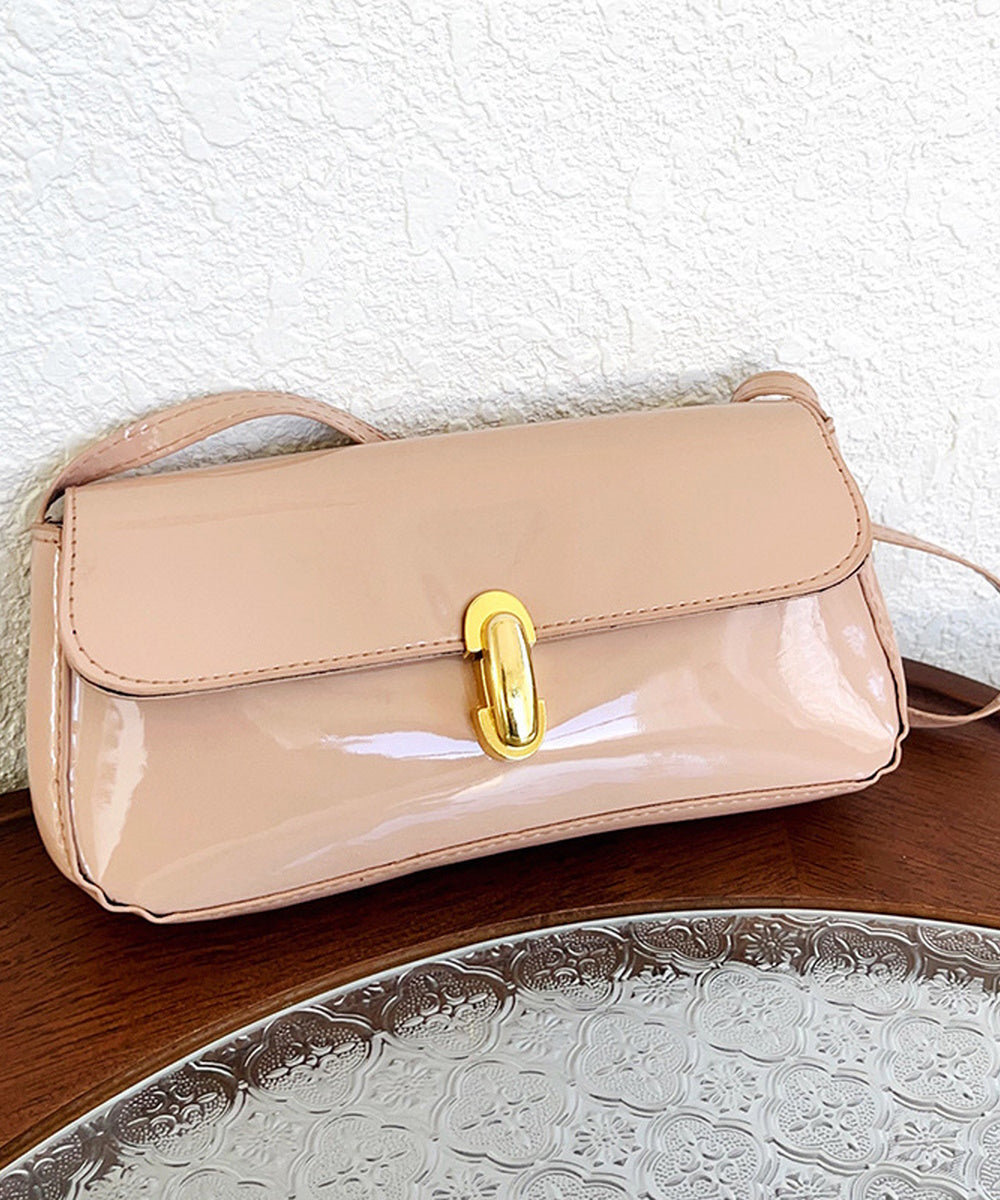 Glossy Patent Leather Minimal Baguette Shoulder Crossbody Bag