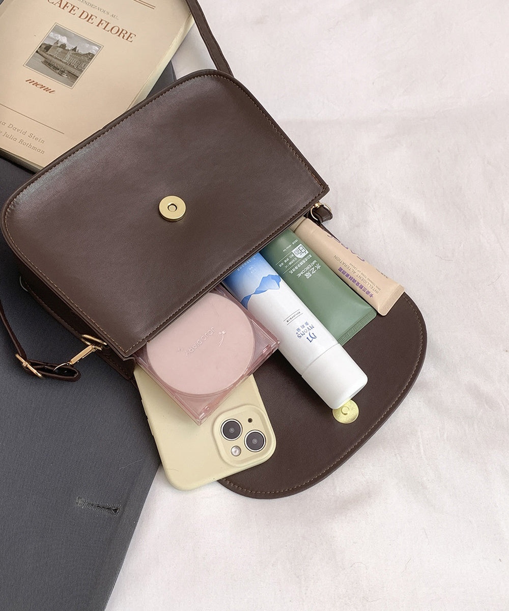 Vintage Matte Faux Leather Saddle Crossbody Shoulder Bag