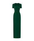 Emerald Green Beaded Square Neck Sheath Formal Maxi Evening Gown