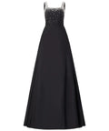 Rhinestone Sleeveless Square Neck Ball Gown With Front Slit