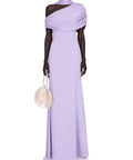 Asymmetric Draped Off Shoulder Satin Mermaid Maxi Evening Gown With Scarf Collar