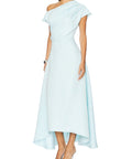 Asymmetric One Shoulder High Low Midi Satin Formal Dress