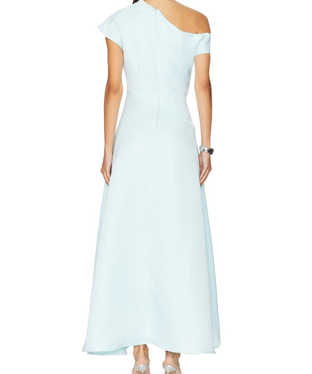 Asymmetric One Shoulder High Low Midi Satin Formal Dress