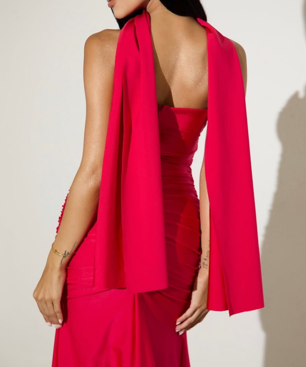 Strapless Sweetheart Ruched Satin Mermaid Evening Gown With Detachable Multi‑Way Sash