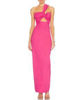 Hot Pink One Shoulder Cutout Maxi Bodycon Dress