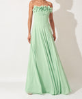 Mint Green Strapless 3D Floral Corset Chiffon A-Line Evening Gown