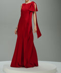 One Shoulder Bow Detail Satin Mermaid Evening Gown
