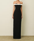 Off Shoulder Black White Contrast Bow Mermaid Formal Maxi Dress