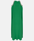 Emerald Green Crystal Embellished Halter Sleeveless Flowy Maxi Gown
