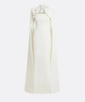 Ivory Strapless Mermaid Gown With Beaded Floral Cape Sleeve Jacket Two Piece Evening Set