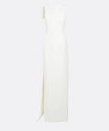 Ivory Sleeveless One Shoulder Large Bow Mermaid Maxi Wedding Gown