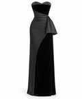 Black Strapless Sweetheart Velvet & Satin Mermaid Evening Gown