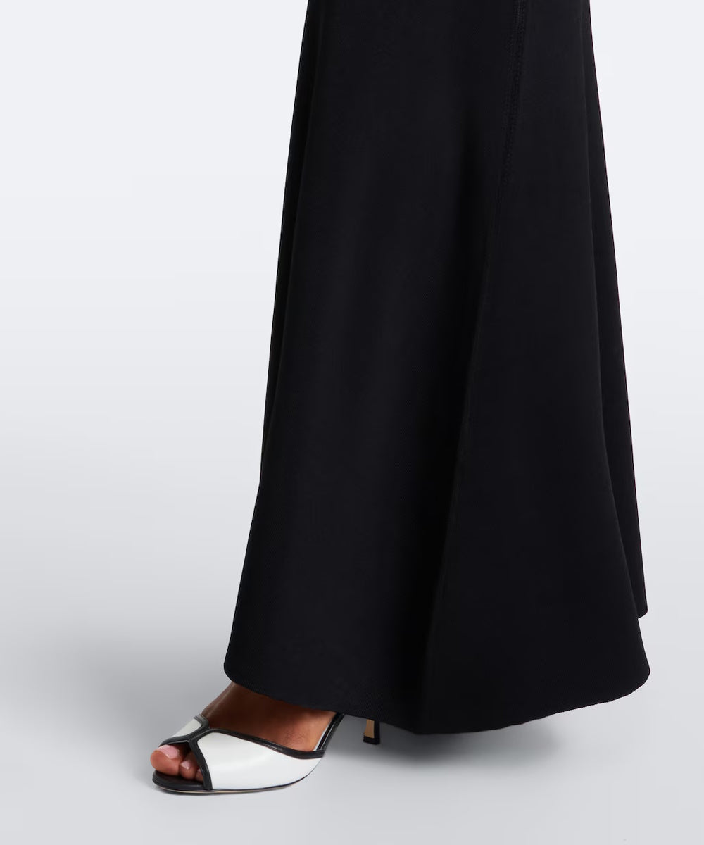 Black White Color Block Off Shoulder Ribbed Mermaid Maxi Gown
