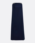 Navy Off Shoulder Crystal Embellished Cape Sleeve Column Maxi Gown