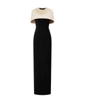 Black Column Gown with Ivory Crystal Beaded Cape Overlay