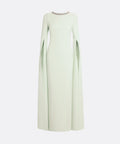 Pastel Green Crystal Neck Split Sleeve Formal Maxi Dress
